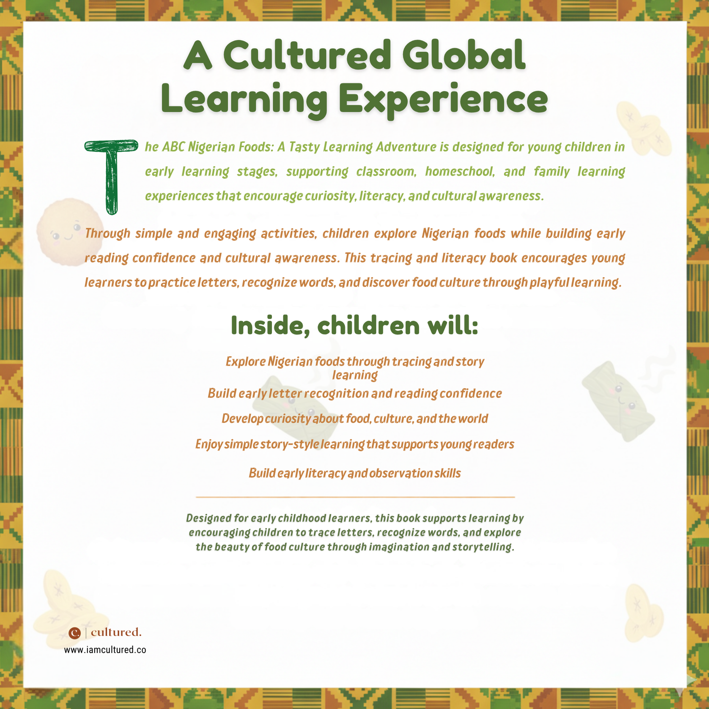 ABC Nigerian Food Activity Book (Grades K–2) | Tracing, Stories & Early Cultural Learning